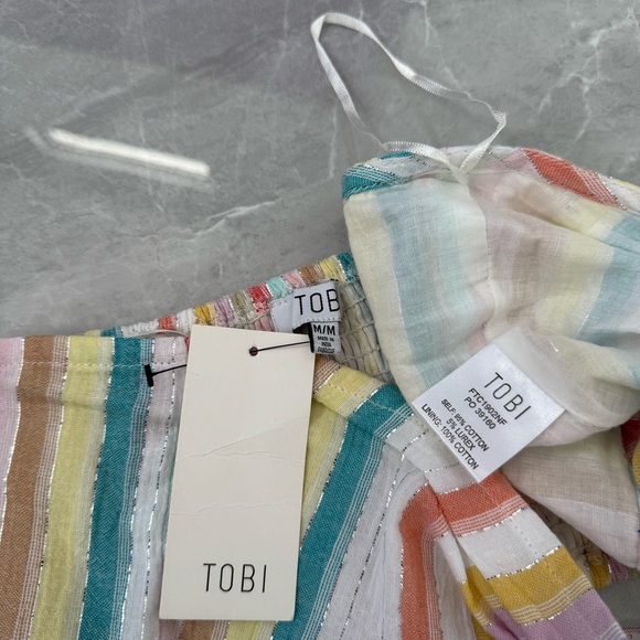 Women’s TOBI I Want It Crop Top Bandeau And Shorts Rainbow Stripe Two Piece Set - Picture 15 of 16